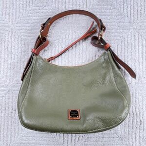 Dooney & Bourke Riley Hobo Shoulder Bag Womens Small Olive Green Pebbled Leather